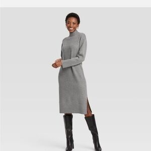 Gray Long Sleeve Sweater Dress